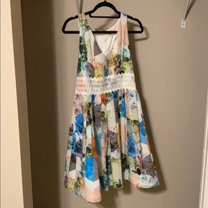 Floral and lace swing dress